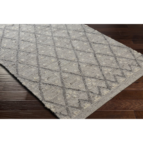Elisha Geometric Handmade Flatweave Wool Gray Area Rug Joss & Main